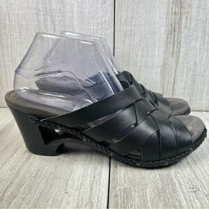 Dansko Tory Sandal Woven Black Leather Heeled Sandal Women's Size 10.5 EUR 41